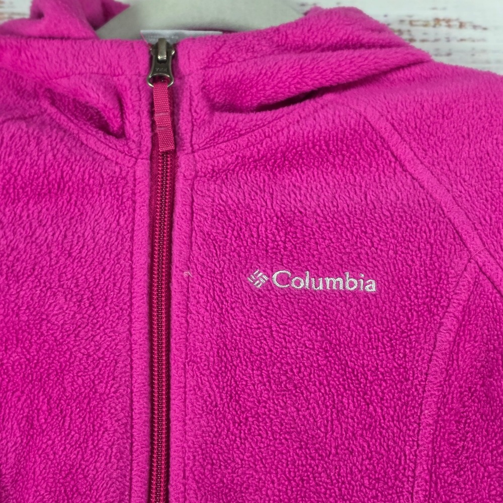 Columbia Fleece Hoodie Kids XXS Magenta Pink Excellent Full Zip Jacket